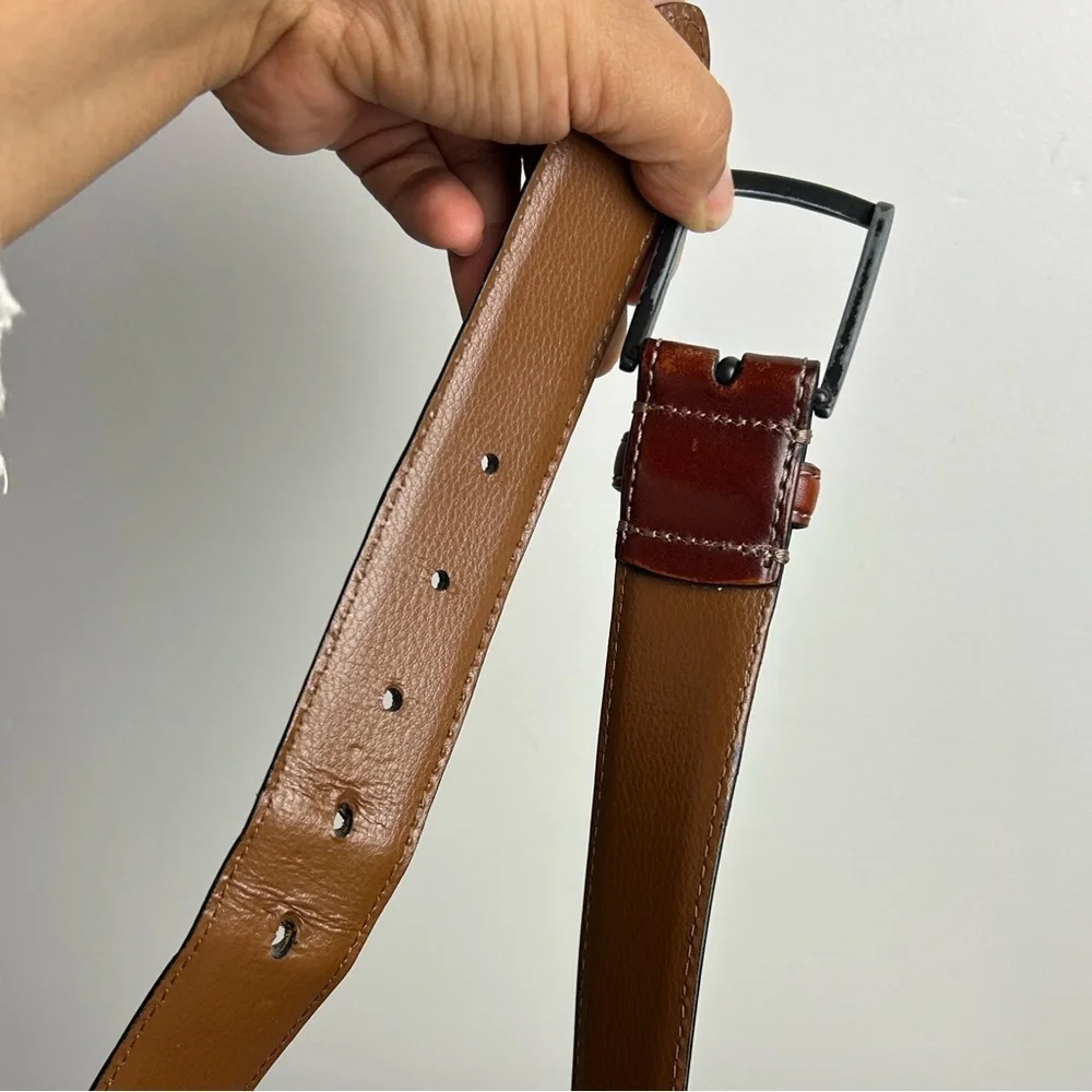 Handcrafted In Italy Men Belt 38/95 Brown Genuine Leather Cowboy Ranch western